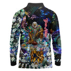 Personalized West Coast Eagles Football Long Sleeve Polo Shirt Tropical Hibiscus Flowers - Pacific Fusion Style