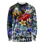 Personalized West Coast Eagles Football Long Sleeve Shirt Tropical Hibiscus Flowers - Pacific Fusion Style