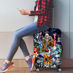 Personalized West Coast Eagles Football Luggage Cover Tropical Hibiscus Flowers - Pacific Fusion Style