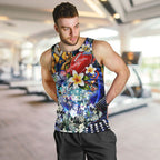 Personalized West Coast Eagles Football Men Tank Top Tropical Hibiscus Flowers - Pacific Fusion Style