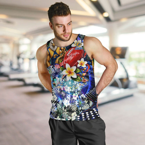 Personalized West Coast Eagles Football Men Tank Top Tropical Hibiscus Flowers - Pacific Fusion Style