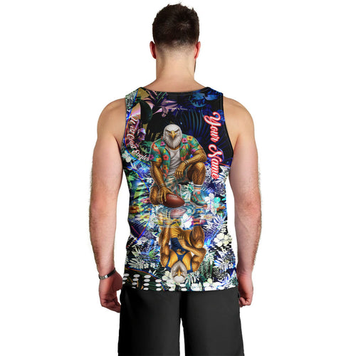 Personalized West Coast Eagles Football Men Tank Top Tropical Hibiscus Flowers - Pacific Fusion Style