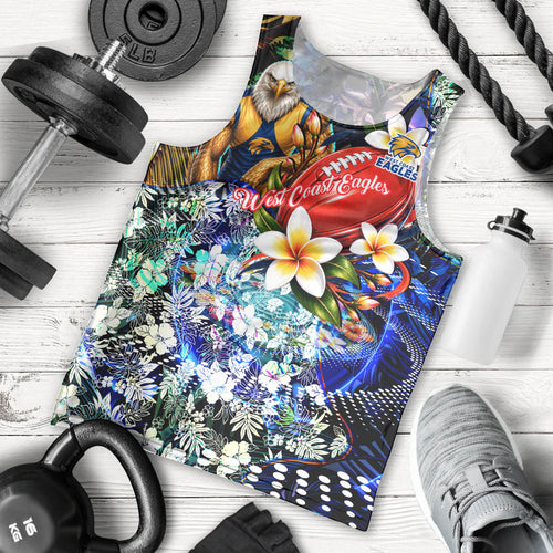 Personalized West Coast Eagles Football Men Tank Top Tropical Hibiscus Flowers - Pacific Fusion Style
