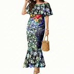 Personalized West Coast Eagles Football Mermaid Dress Tropical Hibiscus Flowers - Pacific Fusion Style