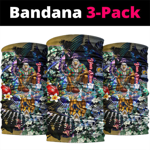 Personalized West Coast Eagles Football Neck Gaiter Tropical Hibiscus Flowers - Pacific Fusion Style