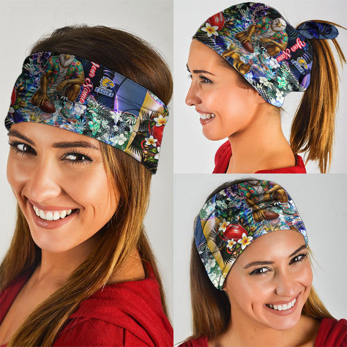 Personalized West Coast Eagles Football Neck Gaiter Tropical Hibiscus Flowers - Pacific Fusion Style