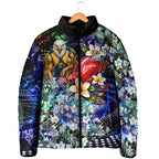 Personalized West Coast Eagles Football Padded Jacket Tropical Hibiscus Flowers - Pacific Fusion Style