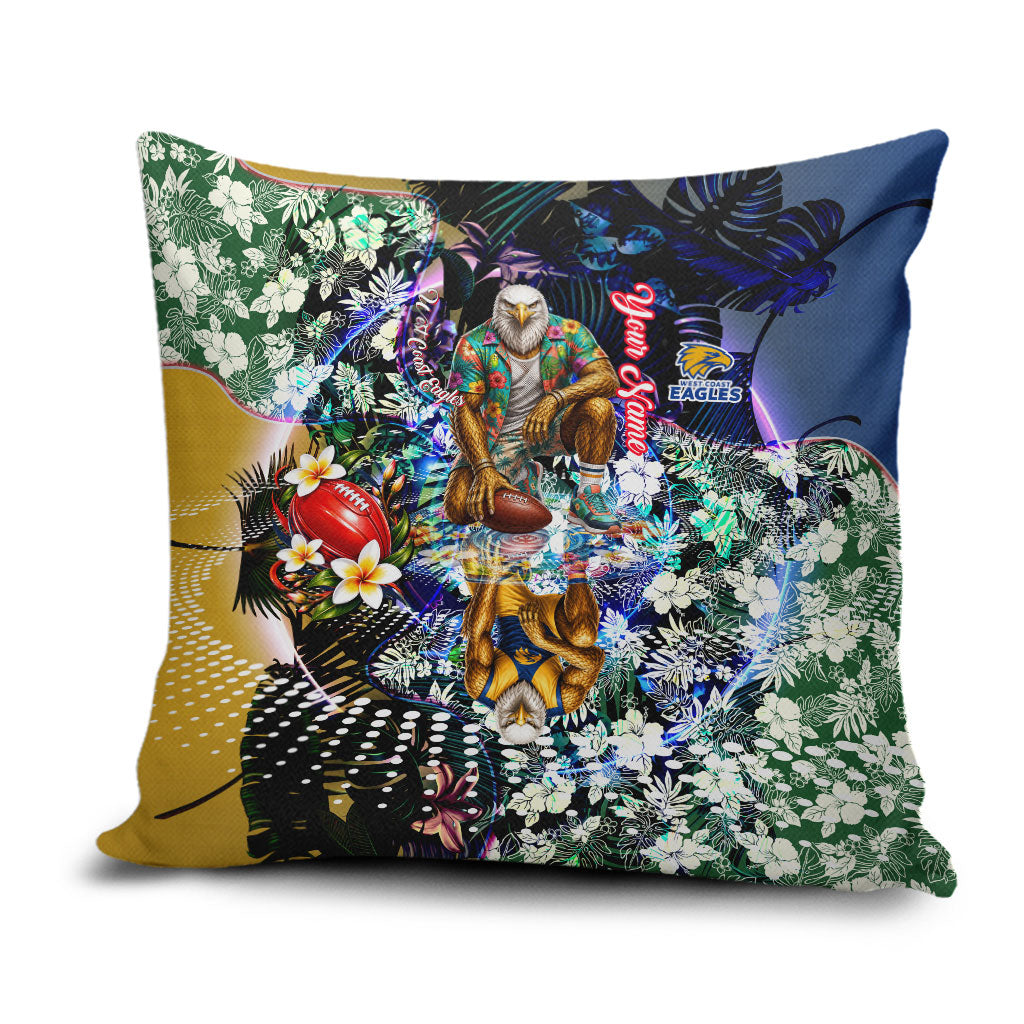 Personalized West Coast Eagles Football Pillow Cover Tropical Hibiscus Flowers - Pacific Fusion Style