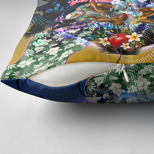 Personalized West Coast Eagles Football Pillow Cover Tropical Hibiscus Flowers - Pacific Fusion Style