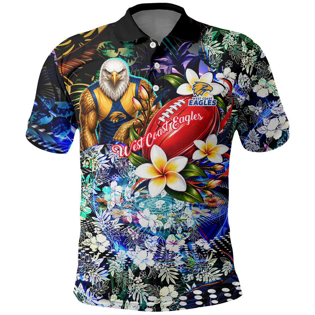 Personalized West Coast Eagles Football Polo Shirt Tropical Hibiscus Flowers - Pacific Fusion Style