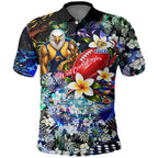 Personalized West Coast Eagles Football Polo Shirt Tropical Hibiscus Flowers - Pacific Fusion Style