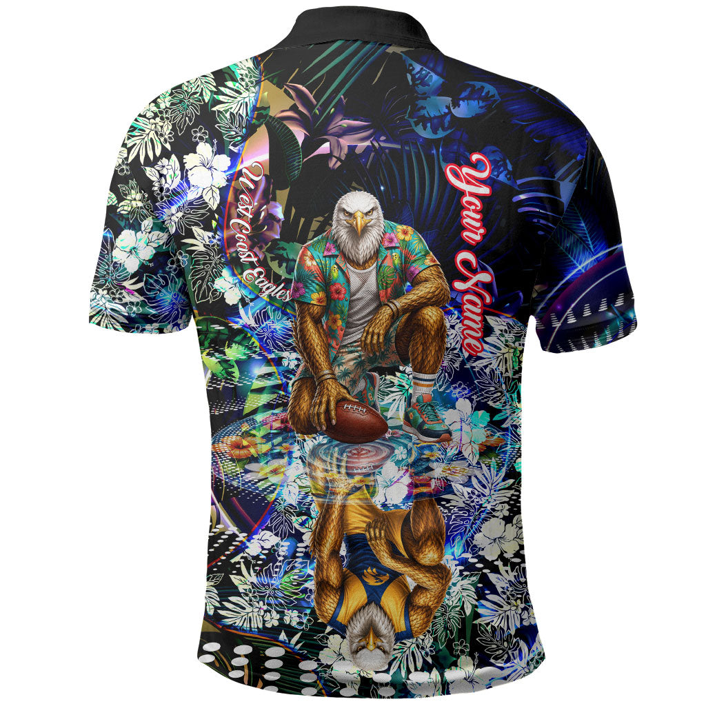 Personalized West Coast Eagles Football Polo Shirt Tropical Hibiscus Flowers - Pacific Fusion Style