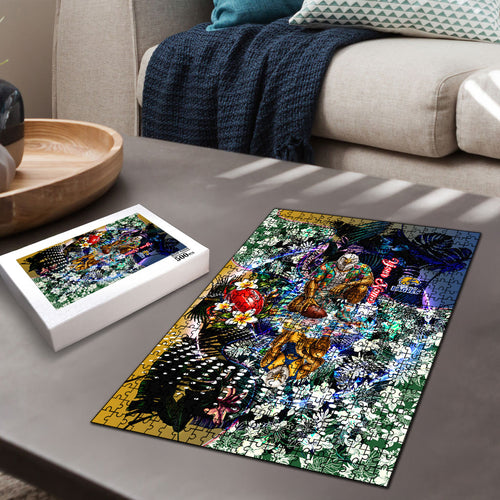 Personalized West Coast Eagles Football Puzzle Tropical Hibiscus Flowers - Pacific Fusion Style