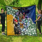 Personalized West Coast Eagles Football Quilt Tropical Hibiscus Flowers - Pacific Fusion Style