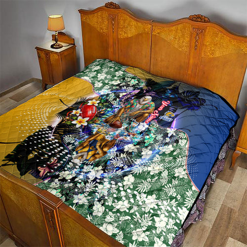 Personalized West Coast Eagles Football Quilt Tropical Hibiscus Flowers - Pacific Fusion Style