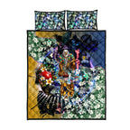 Personalized West Coast Eagles Football Quilt Bed Set Tropical Hibiscus Flowers - Pacific Fusion Style