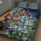 Personalized West Coast Eagles Football Quilt Bed Set Tropical Hibiscus Flowers - Pacific Fusion Style
