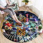 Personalized West Coast Eagles Football Round Carpet Tropical Hibiscus Flowers - Pacific Fusion Style