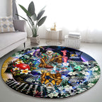 Personalized West Coast Eagles Football Round Carpet Tropical Hibiscus Flowers - Pacific Fusion Style
