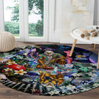 Personalized West Coast Eagles Football Round Carpet Tropical Hibiscus Flowers - Pacific Fusion Style