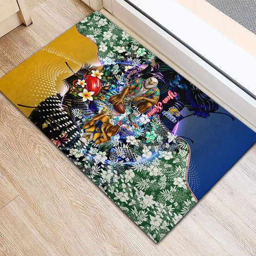 Personalized West Coast Eagles Football Rubber Doormat Tropical Hibiscus Flowers - Pacific Fusion Style