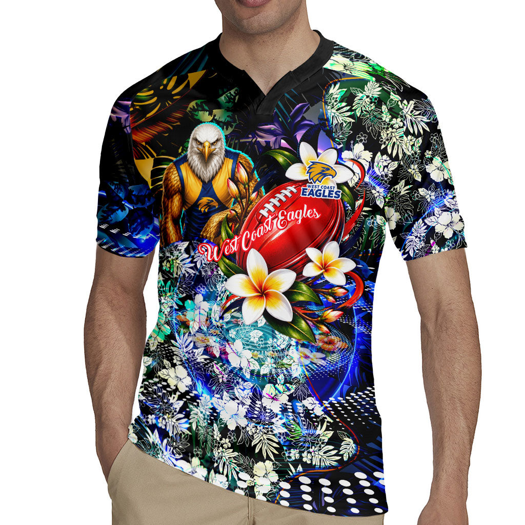 Personalized West Coast Eagles Football Rugby Jersey Tropical Hibiscus Flowers - Pacific Fusion Style