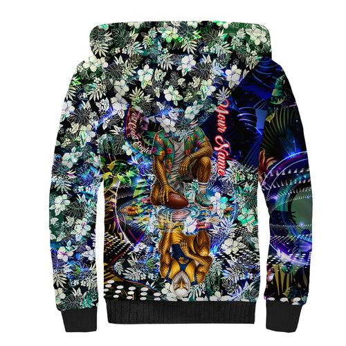 Personalized West Coast Eagles Football Sherpa Hoodie Tropical Hibiscus Flowers - Pacific Fusion Style