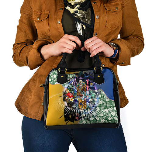 Personalized West Coast Eagles Football Shoulder Handbag Tropical Hibiscus Flowers - Pacific Fusion Style
