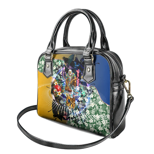 Personalized West Coast Eagles Football Shoulder Handbag Tropical Hibiscus Flowers - Pacific Fusion Style