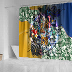 Personalized West Coast Eagles Football Shower Curtain Tropical Hibiscus Flowers - Pacific Fusion Style