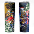 Personalized West Coast Eagles Football Skinny Tumbler Tropical Hibiscus Flowers - Pacific Fusion Style