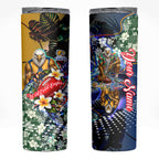 Personalized West Coast Eagles Football Skinny Tumbler Tropical Hibiscus Flowers - Pacific Fusion Style