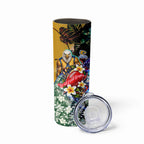 Personalized West Coast Eagles Football Skinny Tumbler Tropical Hibiscus Flowers - Pacific Fusion Style