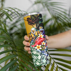 Personalized West Coast Eagles Football Skinny Tumbler Tropical Hibiscus Flowers - Pacific Fusion Style