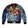 Personalized West Coast Eagles Football Sleeve Zip Bomber Jacket Tropical Hibiscus Flowers - Pacific Fusion Style