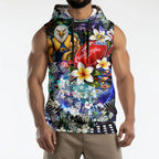 Personalized West Coast Eagles Football Sleeveless Hoodie Tropical Hibiscus Flowers - Pacific Fusion Style