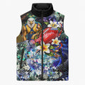 Personalized West Coast Eagles Football Sleeveless Puffer Jacket Tropical Hibiscus Flowers - Pacific Fusion Style