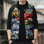 Personalized West Coast Eagles Football Sleeveless Puffer Jacket Tropical Hibiscus Flowers - Pacific Fusion Style