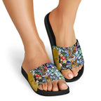 Personalized West Coast Eagles Football Slide Sandals Tropical Hibiscus Flowers - Pacific Fusion Style
