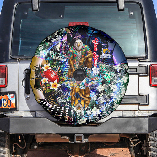 Personalized West Coast Eagles Football Spare Tire Cover Tropical Hibiscus Flowers - Pacific Fusion Style
