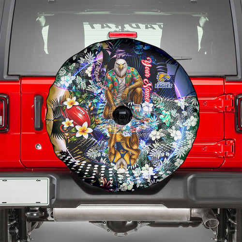 Personalized West Coast Eagles Football Spare Tire Cover Tropical Hibiscus Flowers - Pacific Fusion Style
