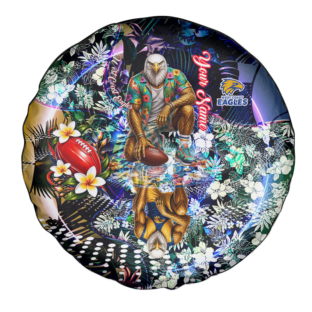 Personalized West Coast Eagles Football Spare Tire Cover Tropical Hibiscus Flowers - Pacific Fusion Style