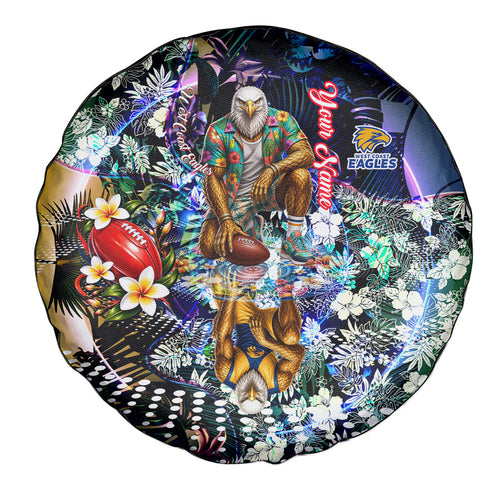 Personalized West Coast Eagles Football Spare Tire Cover Tropical Hibiscus Flowers - Pacific Fusion Style