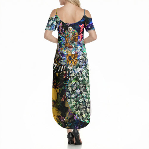 Personalized West Coast Eagles Football Summer Maxi Dress Tropical Hibiscus Flowers - Pacific Fusion Style