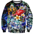 Personalized West Coast Eagles Football Sweatshirt Tropical Hibiscus Flowers - Pacific Fusion Style