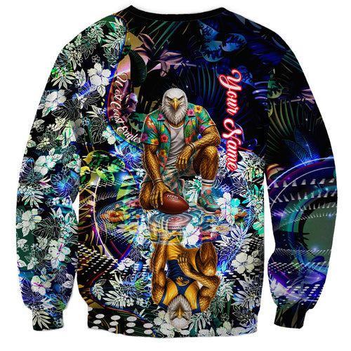 Personalized West Coast Eagles Football Sweatshirt Tropical Hibiscus Flowers - Pacific Fusion Style