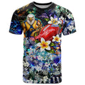 Personalized West Coast Eagles Football T Shirt Tropical Hibiscus Flowers - Pacific Fusion Style