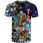 Personalized West Coast Eagles Football T Shirt Tropical Hibiscus Flowers - Pacific Fusion Style