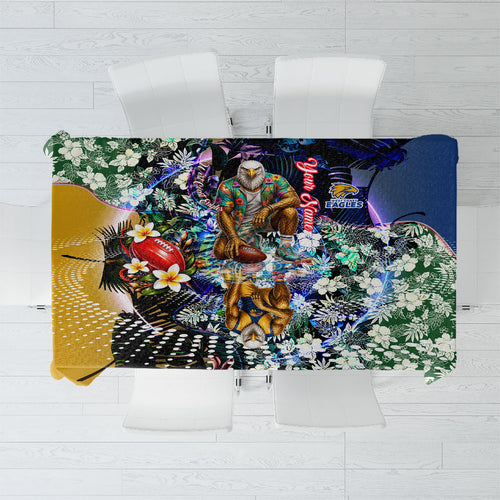 Personalized West Coast Eagles Football Tablecloth Tropical Hibiscus Flowers - Pacific Fusion Style