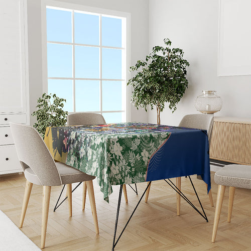 Personalized West Coast Eagles Football Tablecloth Tropical Hibiscus Flowers - Pacific Fusion Style